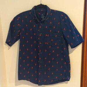 Men's George classic fit small 34 to 36 flamingo patterned blue shirt